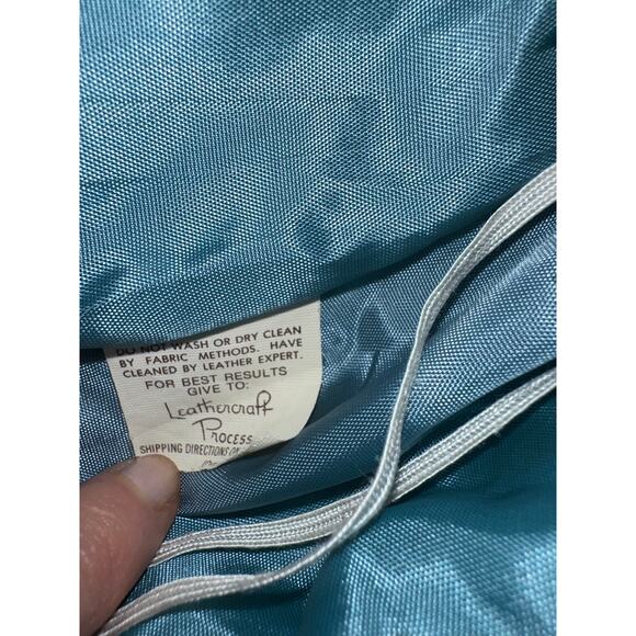 VINTAGE 80's EIGHTIES VAKKO AQUA TURQUOISE LEATHER SKIRT - Picture 5 of 8